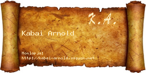 Kabai Arnold névjegykártya